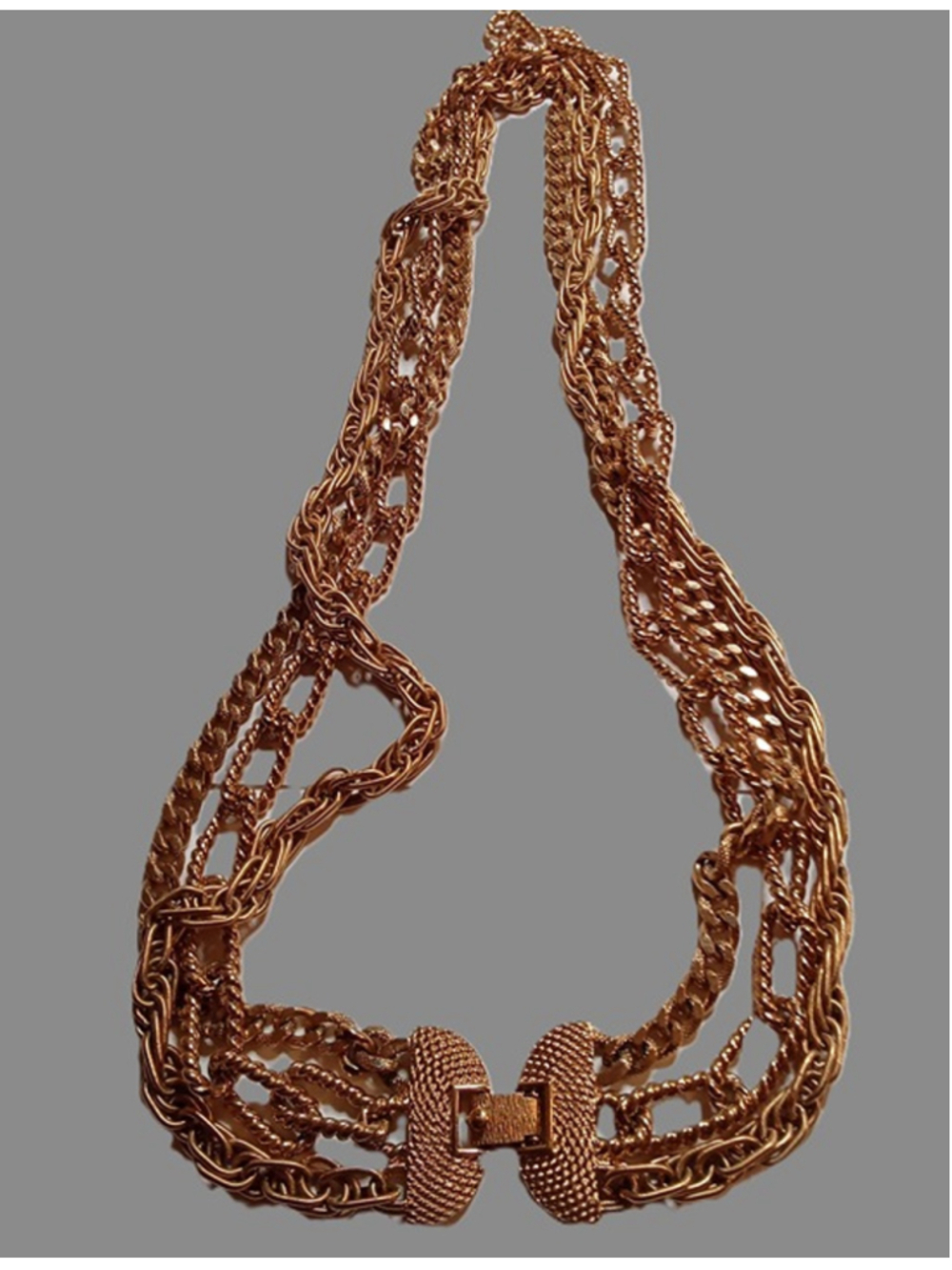 Vintage Monet Gold Tone Multi-Chain Chunky Necklace